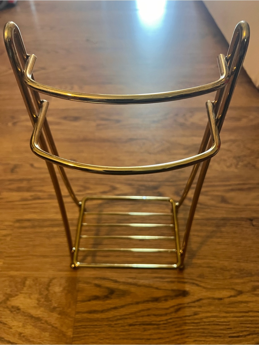 Gold Metal Two-Tier towel Rack vtg mid century farmhouse victorian classic